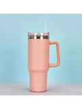 Insulated Stainless Steel Tumbler With Handle And Straw - 40oz (Random Color)