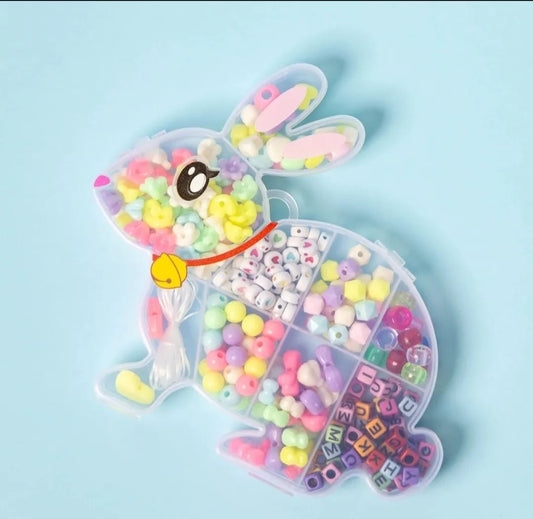 Single DIY Beads Set With Bunny Shape Storage Box For Bracelet And Locket Making With Different Beads In One