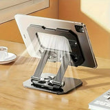 360° Rotating Metal Tablet & Mobile - Adjustable, Foldable, And Portable Desk Mount With Cooling Design For Phones, Tablets, And Small Devices, Device Cooling Stand | Stainless Steel Stand, Tablet Holder Stand - Random Color