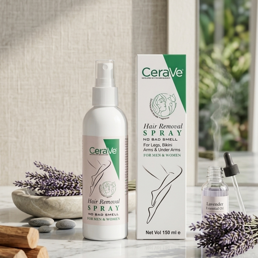 Green CeraVe Hair Removal Spray - Gentle Body Hair Eliminator Smooth Skin Depilatory Formula Easy Spray Skincare Product For Men And Women - 150ML