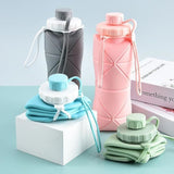 Silicone Folding Bottle | 600ML Silicon Foldable Bottle | Smart Travel Bottle Collapsible Design (Random Color)