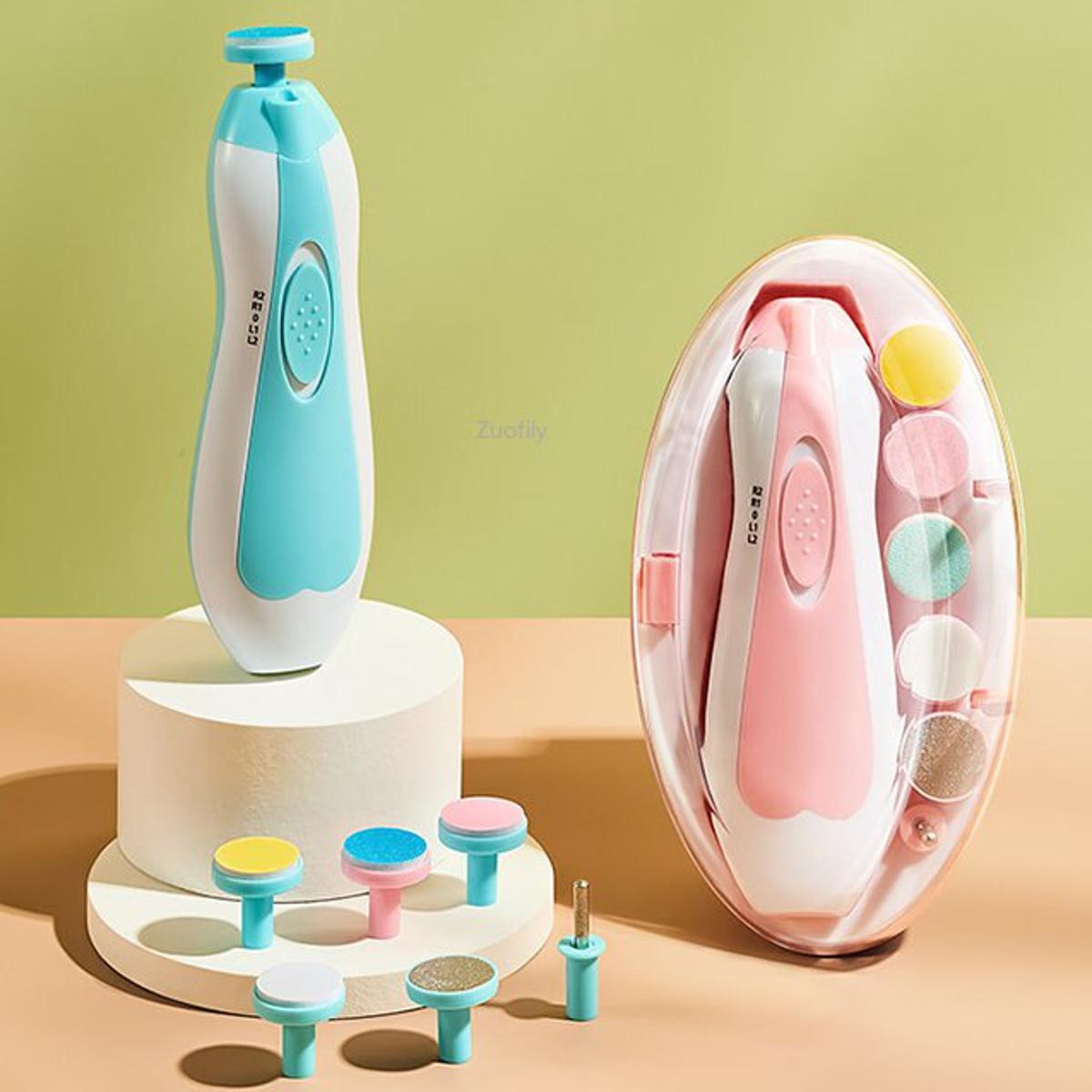 Premium 6-In-1 Electric Baby Nail Trimmer Set – Safe Infant Nail Filer, Clipper Alternative Kit With Storage Case - Random Color
