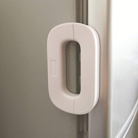 Child Safety Refrigerator Lock – Self Adhesive Fridge And Freezer Door Lock With Double Safety Button And Easy One Hand Operation