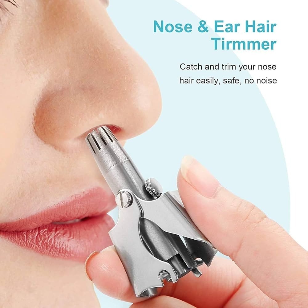 Mini Portable Stainless Steel Nose Hair Trimmer – Manual Safe Grooming Tool For Men & Women