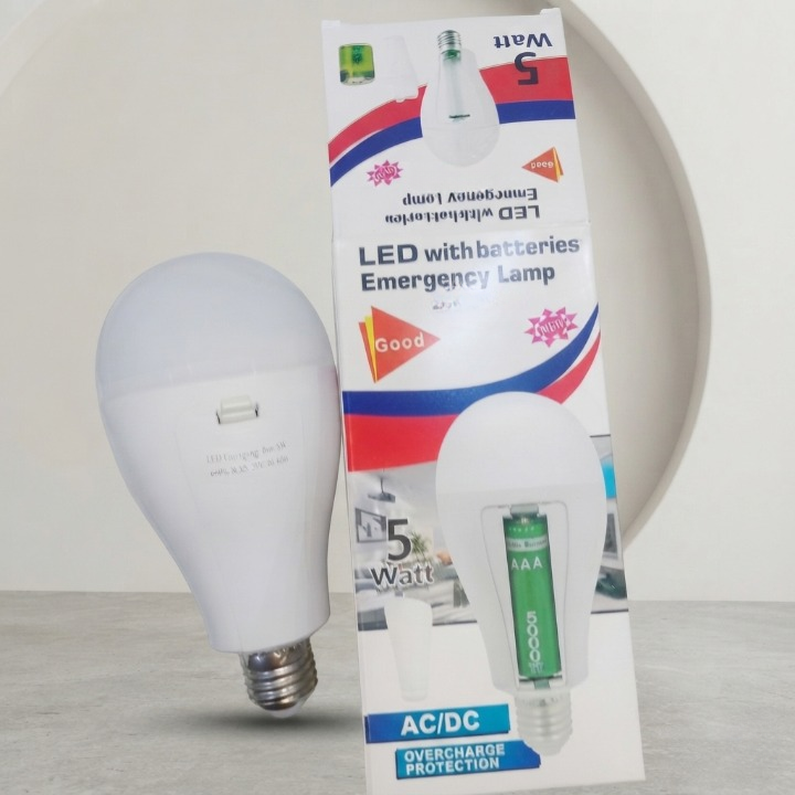 5 Watt - Emergency LED Bulb With Batteries - Lighting Product Designed For Illumination And Daily Lighting Routine