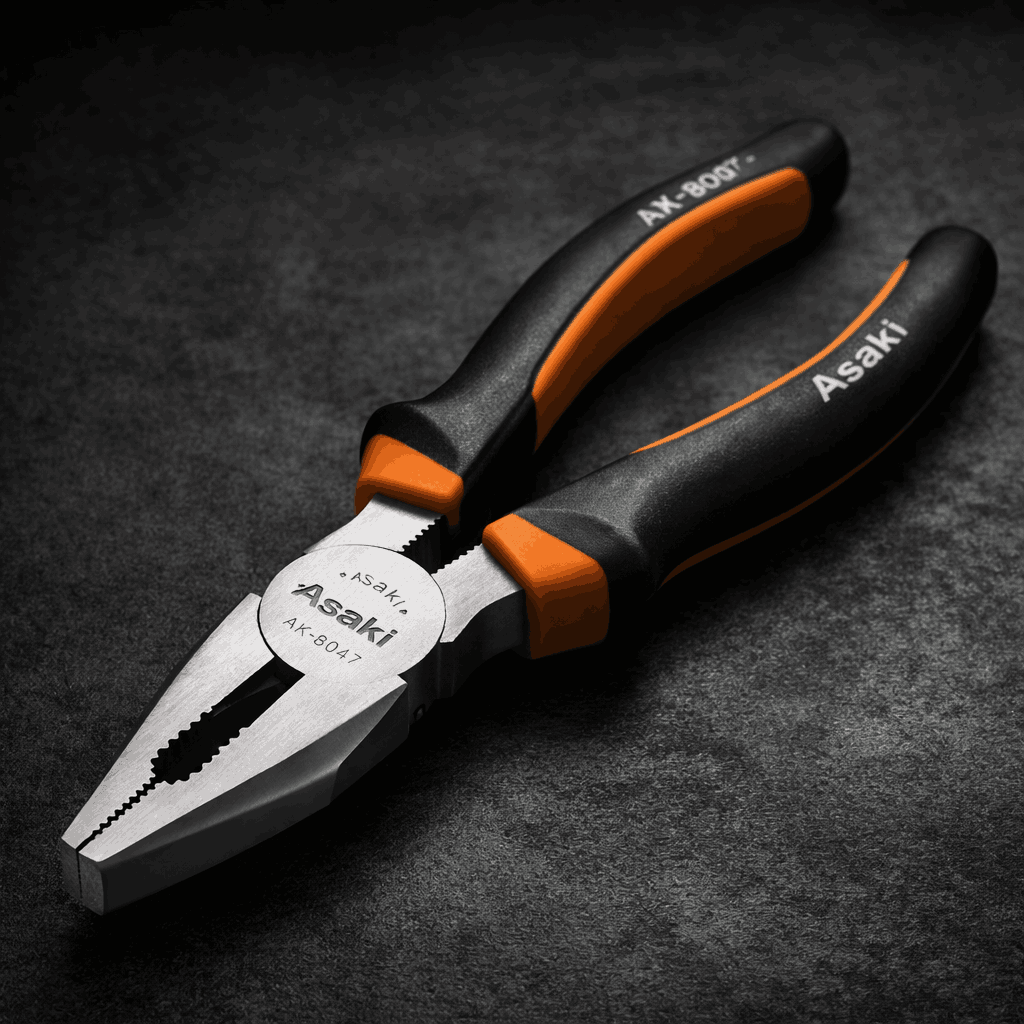 Asaki American Type Combination Pliers – Heavy Duty Industrial Wire Cutting & Gripping Multi-Functional Hand Tool