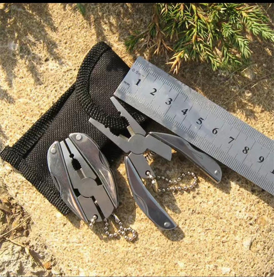 Stainless Steel Outdoor Portable Multitool Plier Knife Key Chain Screwdriver Mini Multi Tools With Leather Pouch For Camping, Hiking, And Everyday Use