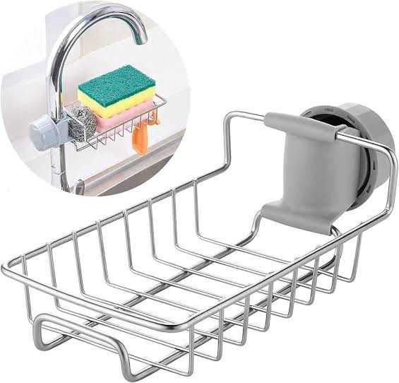 Stainless Steel Faucet Sponge Holder & Sink Organizer Rack
