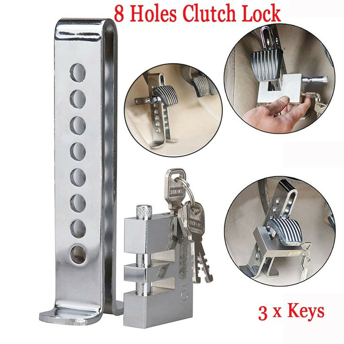 Universal Car Pedal Lock Anti Theft Lock Pedal Lock 8 Holes For Almost All Cars