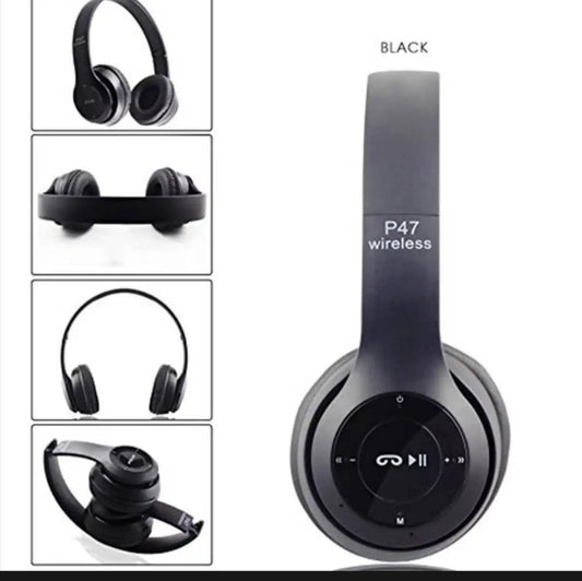Long Listening Battery Fast Charging Wireless Bluetooth 5.1 Headphones With SD Card Function – P47 Model | Random Color