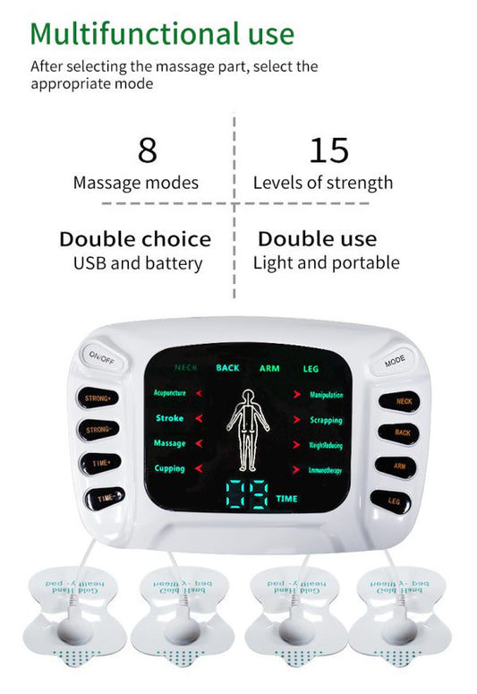Electronic Pulse Massager Therapy Machine – Full Body Pain Relief Device With LCD Display, Electrode Pads, Massage Slippers & Multiple Modes – Nerve, Muscle & Acupressure Stimulator Kit