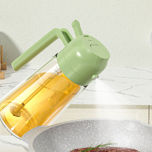 2 In 1 Oil Sprayer Bottle Kitchen Tool For Cooking Baking BBQ Easy Spray And Convenient Use - 470ML | Random Color
