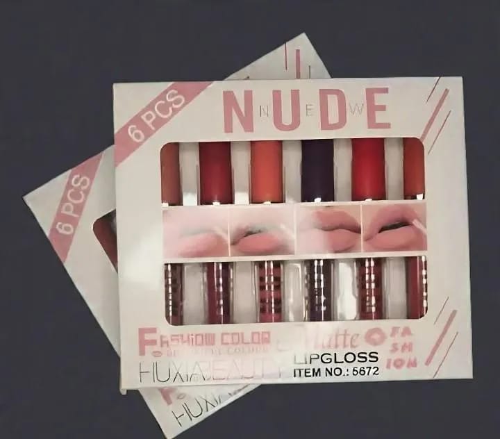 6 Pcs Nude & Red Matte Lip Gloss Set | High Pigmented Long Lasting Liquid Lipstick Collection