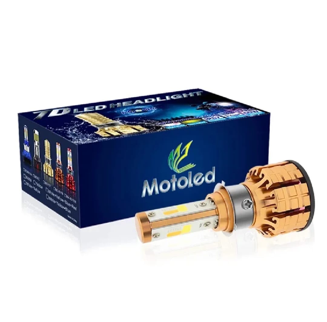 M3 LED Motorbike Headlight Bulb With Cooling Fan – 55W 3-Color Flash (White/Yellow/High Beam) Waterproof Universal Fit