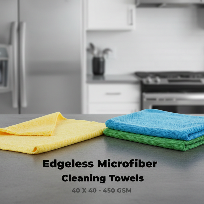 Edgeless Microfiber Cleaning Towels | 40×40 Cm | 450 GSM | Ultra Soft & Durable ( Random Colour)
