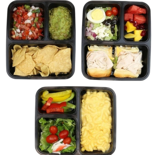1Pc SimpleHouseware 3-Compartment Meal Prep Containers, 36 Oz, Food-Grade, BPA-Free
