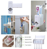 Automatic Toothpaste Dispenser With Toothbrush Holder Wall Mounted Durable Hygienic And Convenient Bathroom Accessory