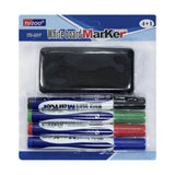 Dry Erase Whiteboard Markers Set – 4 Vibrant Colors With Duster, Refillable & Eco-Friendly, Perfect For Home, School, And Office