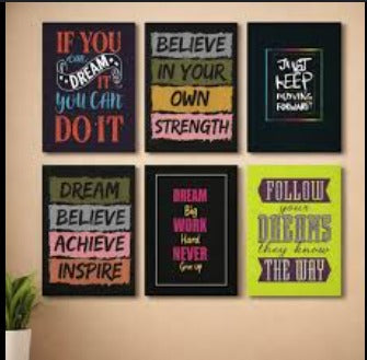 Set Of 6 Sticky Wooden Frames For Home Office Wall Decore / Sticky Phototiles