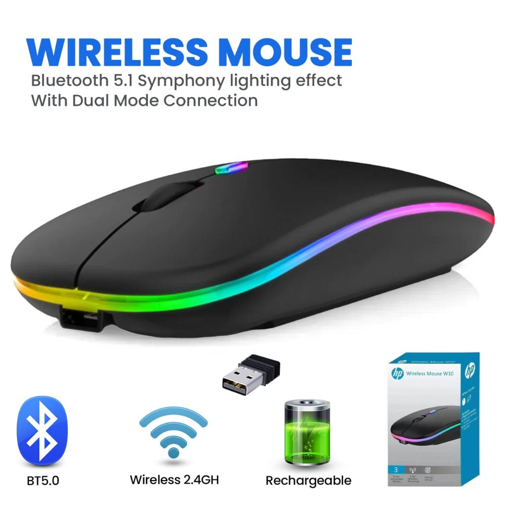 HP W10 Wireless Mouse - Slim Silent Stylish 2.4GHz Wireless Optical Mouse With Ergonomic Design Plug And Play USB Receiver For Laptop PC (Random Color)