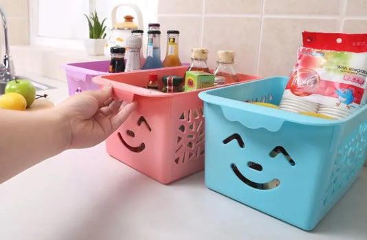 Smile basket Without cap pack off 3 | Storage Organizer Basket |  Multipurpose Baskets For Kitchen, Home, Office & Bathroom (Random color)