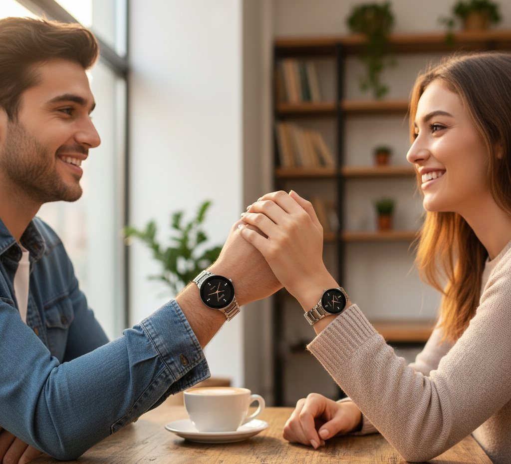 POSITIF Couple Watch – Elegant Matching His & Her Timepieces | Stylish Pair Gift For Lovers, Anniversary & Special Occasions (Without Box Random Colour)