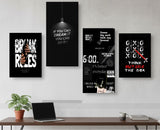 Set Of 4 Motivational Wall Art Frames | Wooden Sticky Tiles | 8x16" & 8x11" | Easy Wall Décor | Double Tape Included