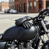 Men’s Genuine Sheep Leather Winter Gloves – Black Motorcycle Riding Gloves With Warm Lining