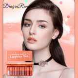 Dragon Ranee 10 Pieces Velvet Matte Pink Lipstick Set Sexy Long Lasting Makeup Waterproof Lip Gloss For Girls DR23