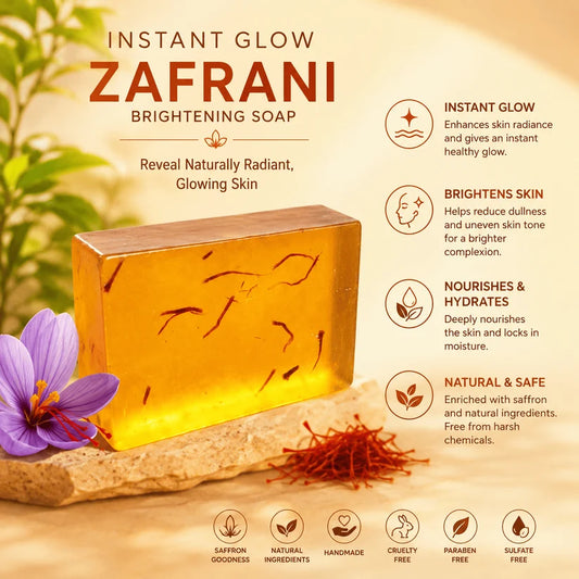 Instant Glow Zafrani Brightening Soap – Handmade Saffron (Zafran) Soap For Glowing, Even-Toned & Nourished Skin | Paraben & Sulfate Free