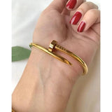 QVT-139 Cartier Nail Bangle – Stainless Steel | Iconic Luxury Design (Golden)