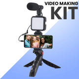 High Quality Vlogging Kit | Mobile & DSLR Accessories | Tripod, Mic & 360° LED Video Recording Setup