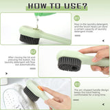 Multifunctional Shoe Brush With Liquid Box, Household Soft Fur Liquid Cleaning Shoe Brush, Long Handle Shoe Brush Press Type Automatic Liquid Shoe Brush