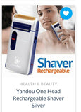 MEN CLEAN SHAVER MACHINE ELECTRIC SHAVER FOR MEN SILVER BLUE MEN CLEAN SHAVER MACHINE YANDOU FOIL SHAVER RECHARGABLE POCKET SIZE
