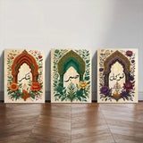 Tawakkul | Sabar | Shukar Wooden Sticky Wall Art – 3 Piece Islamic Motivational Frame Set, 8x11 Inch Each With Easy Sticky Tape Installation