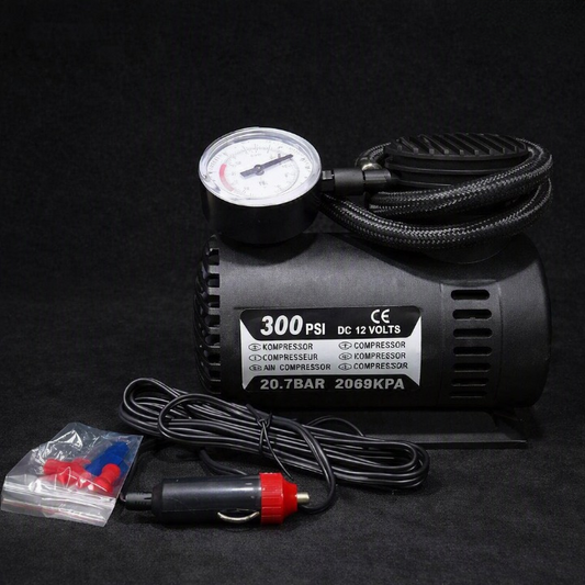 300 PSI DC 12V Air Compressor – Portable Car Tyre Inflator With Pressure Gauge