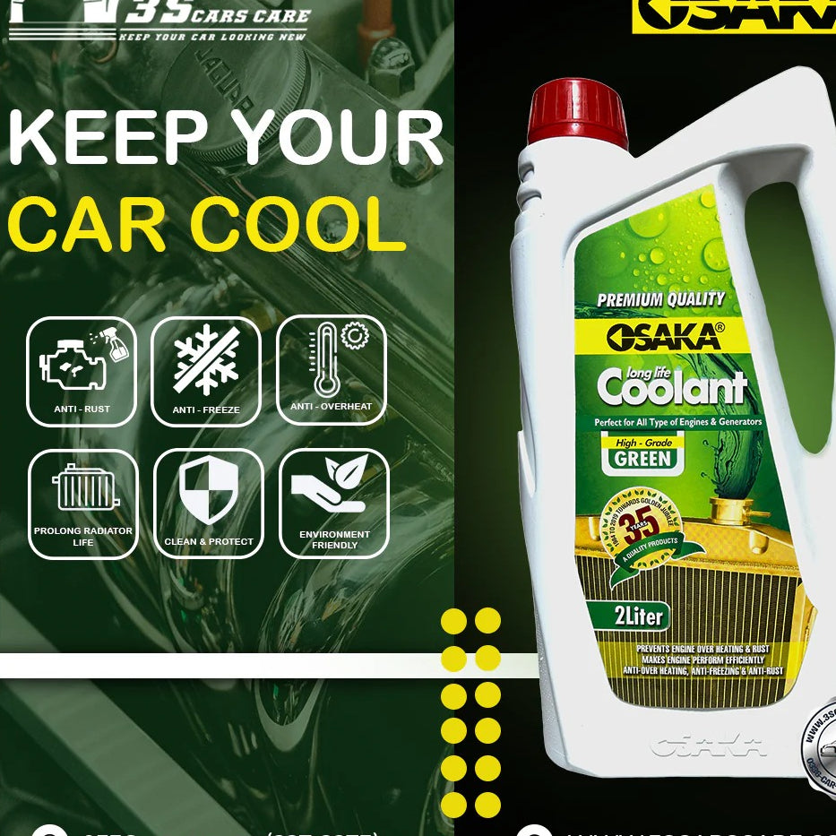 OSAKA Premium Radiator Coolant  - High Grade Green (Automotive Grade) | Engine Cooling System Protector | Metal Corrosion Prevention (1L)