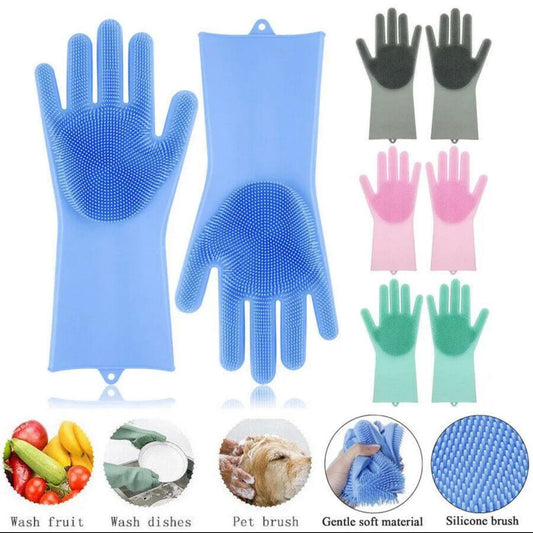 Silicon Washing Gloves High Quality Big Size - Household Accessory Designed For Cleaning And Washing Routine (Random Color)