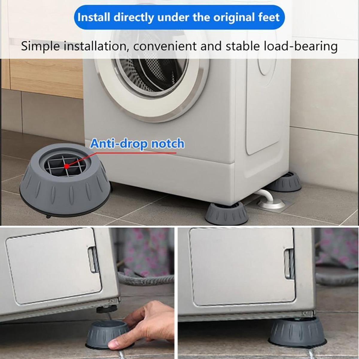 4Pcs Universal Anti-Vibration Feet Pads — Non-Slip Rubber Mats For Washing Machines, Dryers, Refrigerators & Furniture | Noise & Shake Reduction ( Big Size)
