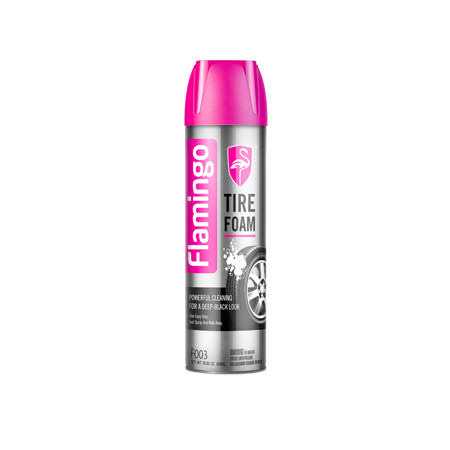 Flamingo Tire Foam Cleaner 650ML | No-Wipe Tire Shine Foam Spray | Cleans, Protects & Restores Tire Gloss | UV Protection