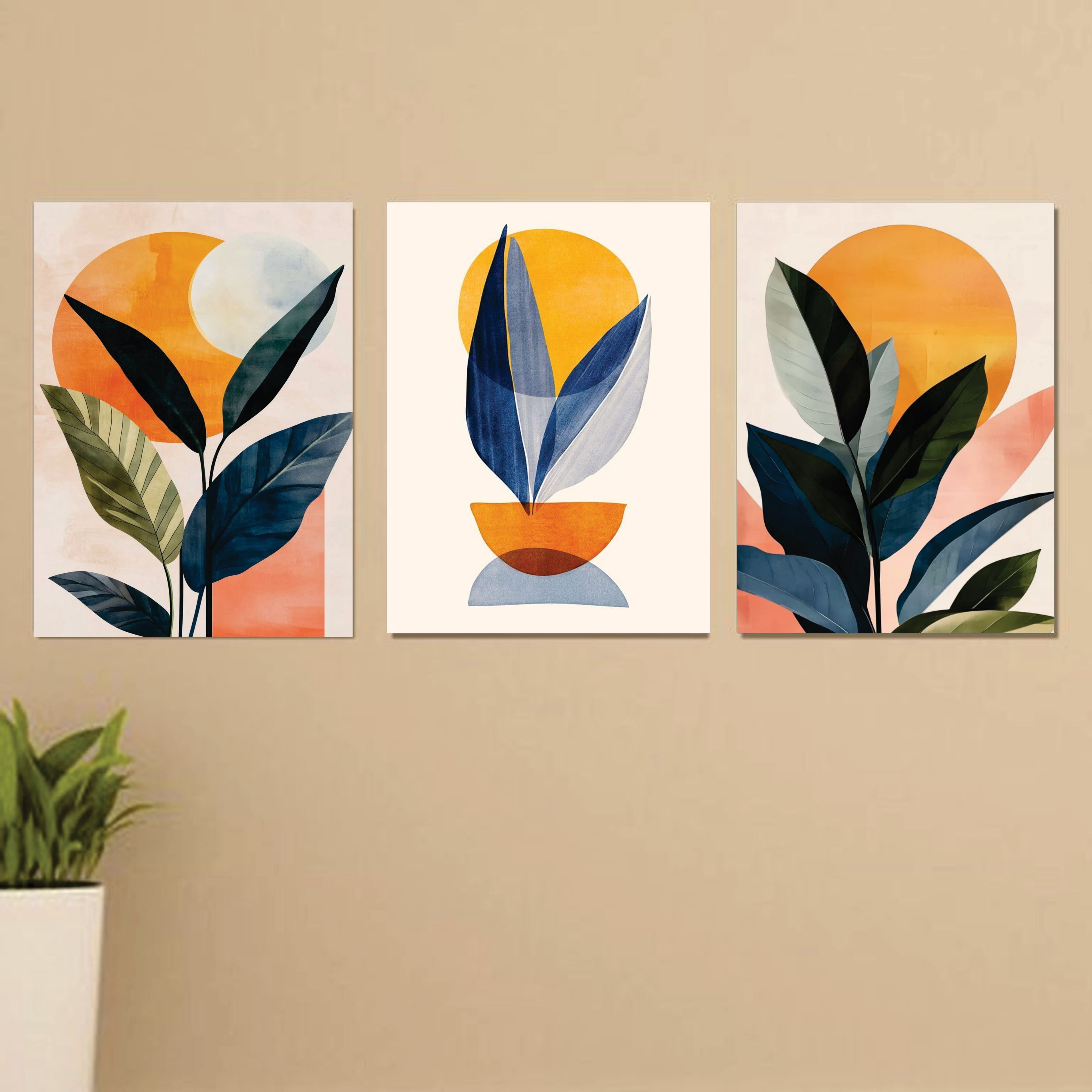 Set Of 3 Premium Wall Art Photo Tiles – Modern Home Decor Sets 8x11