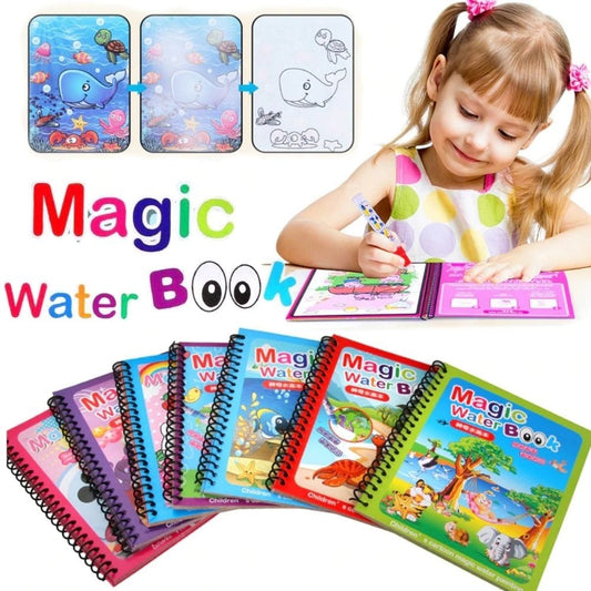 Magic Water Book Painting 5 Pages Drawing Coloring Book With Magic Water Pen ( Random Design )