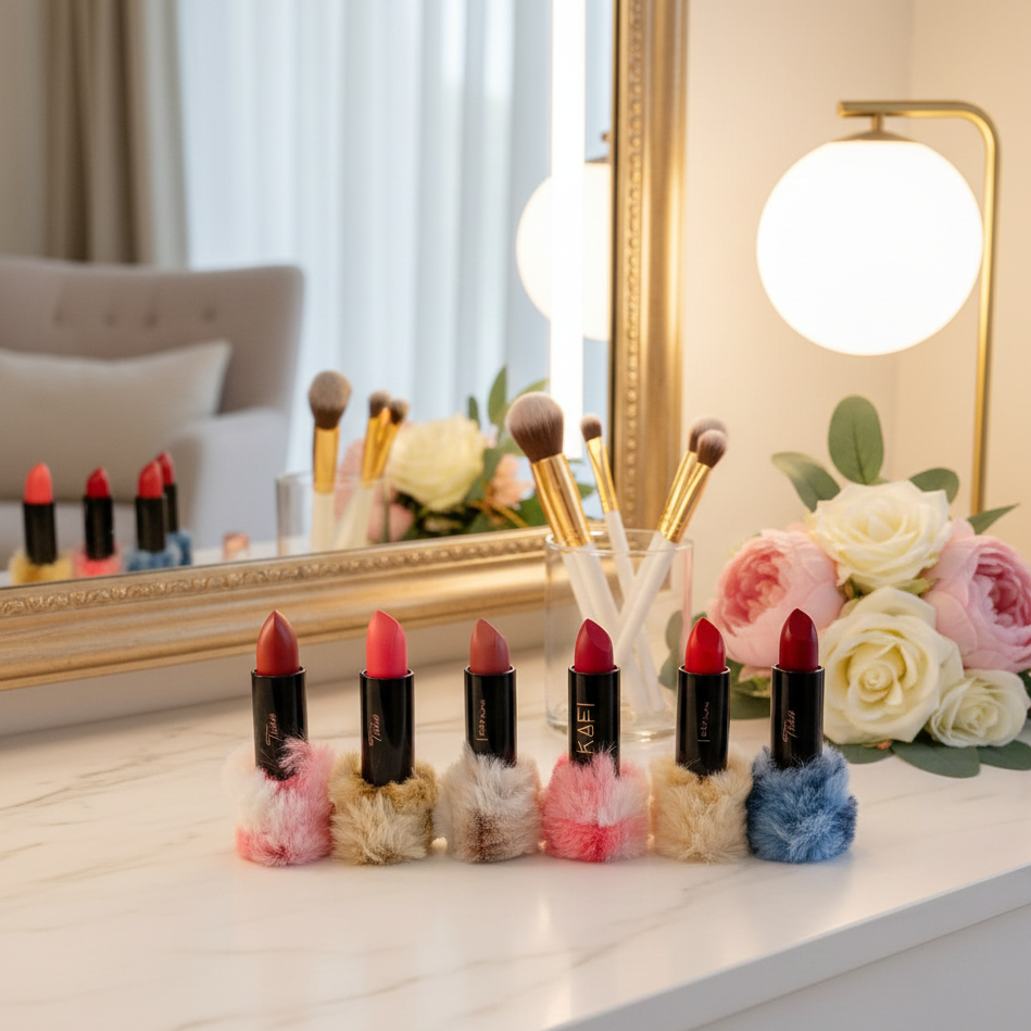 High Pigmented Fluffy Velvet Matte Lipstick – Pack Of 6 | Soft Matte Finish | Long-Lasting Bold Shades