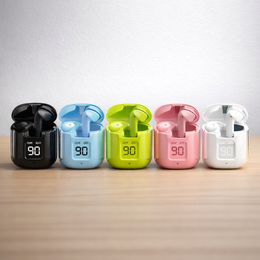 Air31 TWS Wireless Earbuds – Crystal Clear Transparent Shell Earphones With LED Digital Power Display And Bluetooth V5.3 - Random Color