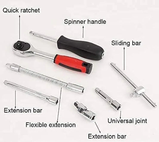 46-Piece Socket Wrench Set – Complete Ratchet & Bit Tool Kit