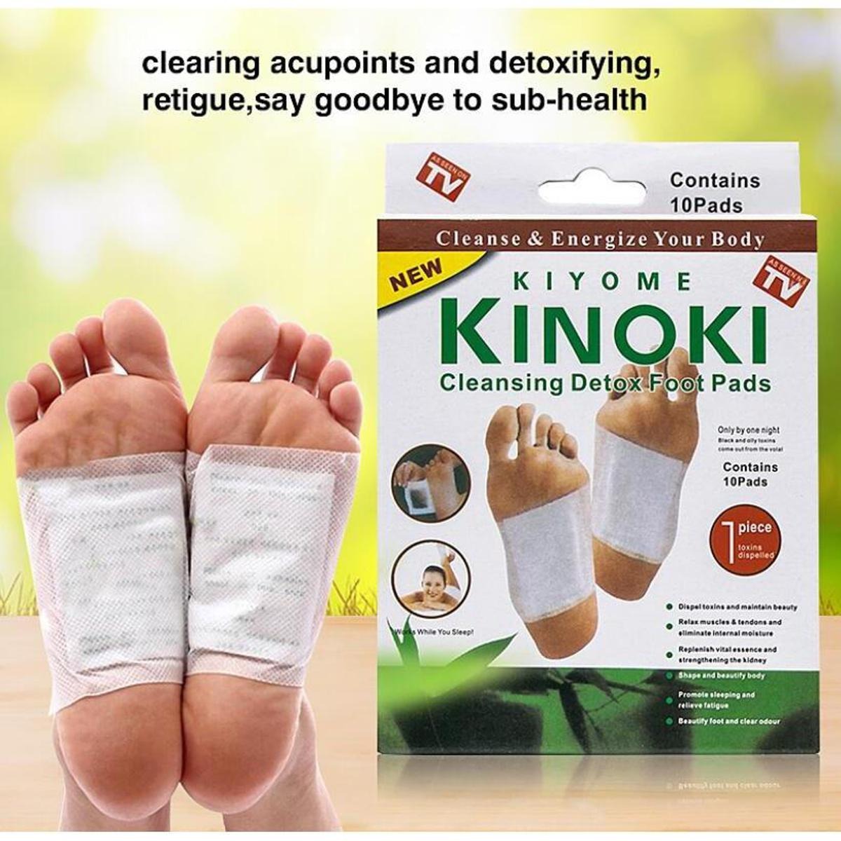 Kiyome Kinoki Detox Foot Pads 10 Pcs Night Use Cleansing Patches For Relaxation Foot Care And Stress Relief - Personal Care Product