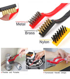 3 Pcs Wire Brush Set Includes Steel Brass & Nylon Brush ( Pack Of 2 )