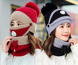 Home Square 3PCS Womens Winter Warm Scarf Knitted Hat Mask In Pakistan