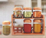 Home Square 6 Spice Rack With Airtight Jars In Pakistan