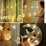 Home Square Moon Star LED Curtain String Lights In Pakistan